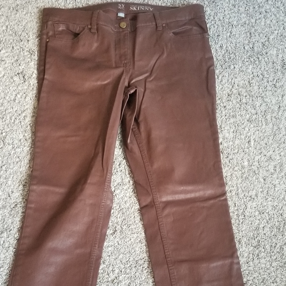 Brown New York and Company faux leather jeans